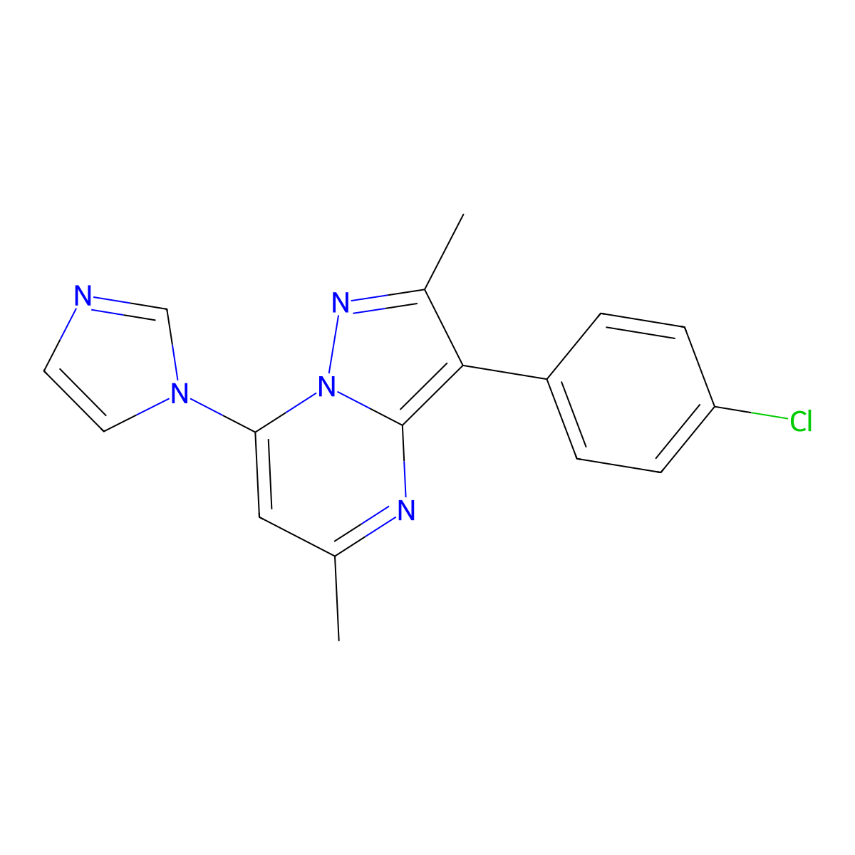 3-(4-chlorophenyl)-7-(1H-imidazol-1-yl)-2,5-dimethylpyrazolo[1,5-a]pyrimidine molecular structure, CAS 849911-11-1