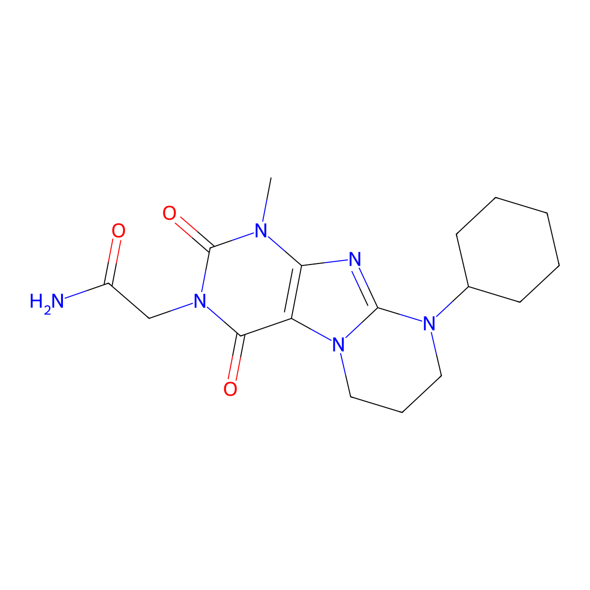 2-(9-cyclohexyl-1-methyl-2,4-dioxo-7,8-dihydro-6H-purino[7,8-a]pyrimidin-3-yl)acetamide molecular structure, CAS 849911-43-9