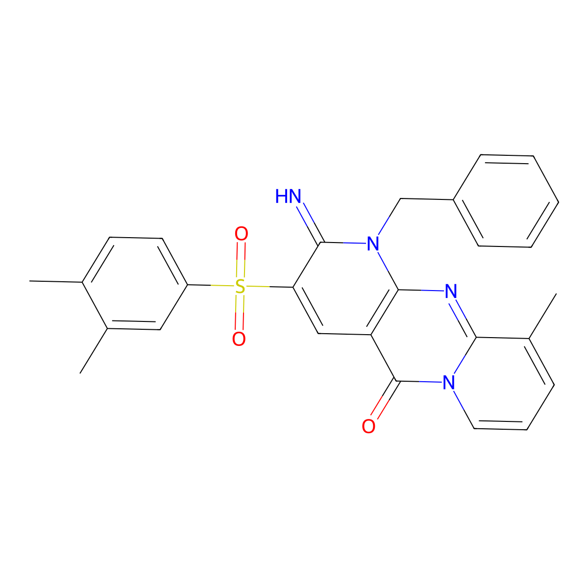 3-[(3,4-Dimethylphenyl)sulfonyl]-2-imino-10-methyl-1-benzyl-1,6-dihydropyridin o[2,3-d]pyridino[1,2-a]pyrimidin-5-one molecular structure, CAS 849912-16-9