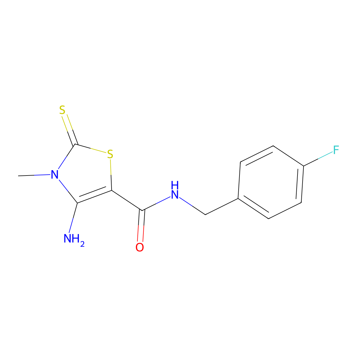 4-amino-N-(4-fluorobenzyl)-3-methyl-2-thioxo-2,3-dihydro-1,3-thiazole-5-carboxamide molecular structure, CAS 849912-25-0