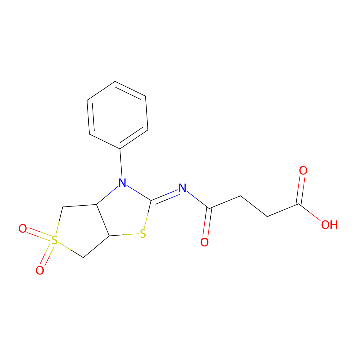 4-{[(2Z)-5,5-dioxido-3-phenyltetrahydrothieno[3,4-d][1,3]thiazol-2(3H)-ylidene]amino}-4-oxobutanoic acid molecular structure, CAS 849912-36-3