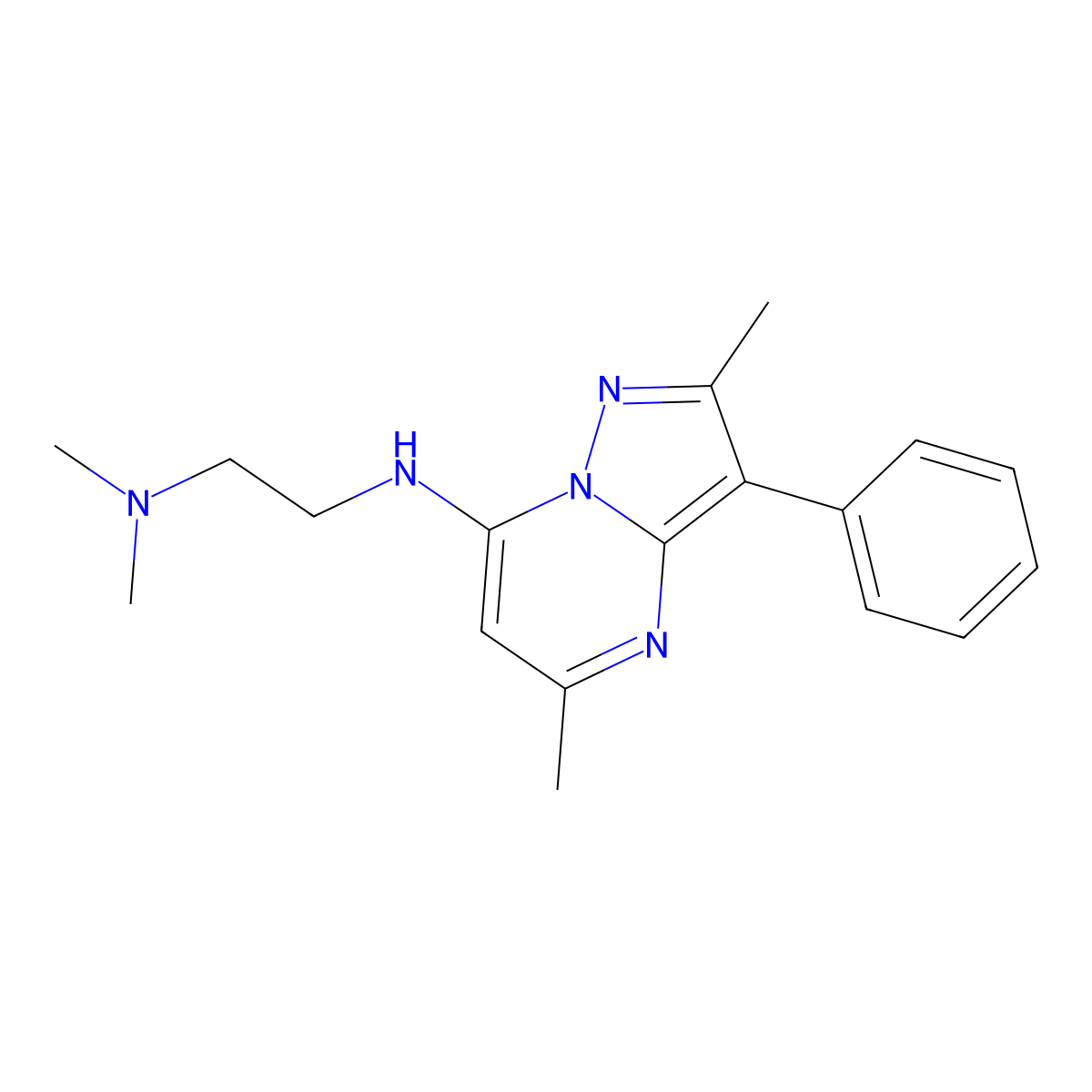 N'-(2,5-dimethyl-3-phenylpyrazolo[1,5-a]pyrimidin-7-yl)-N,N-dimethylethane-1,2-diamine molecular structure, CAS 849912-56-7