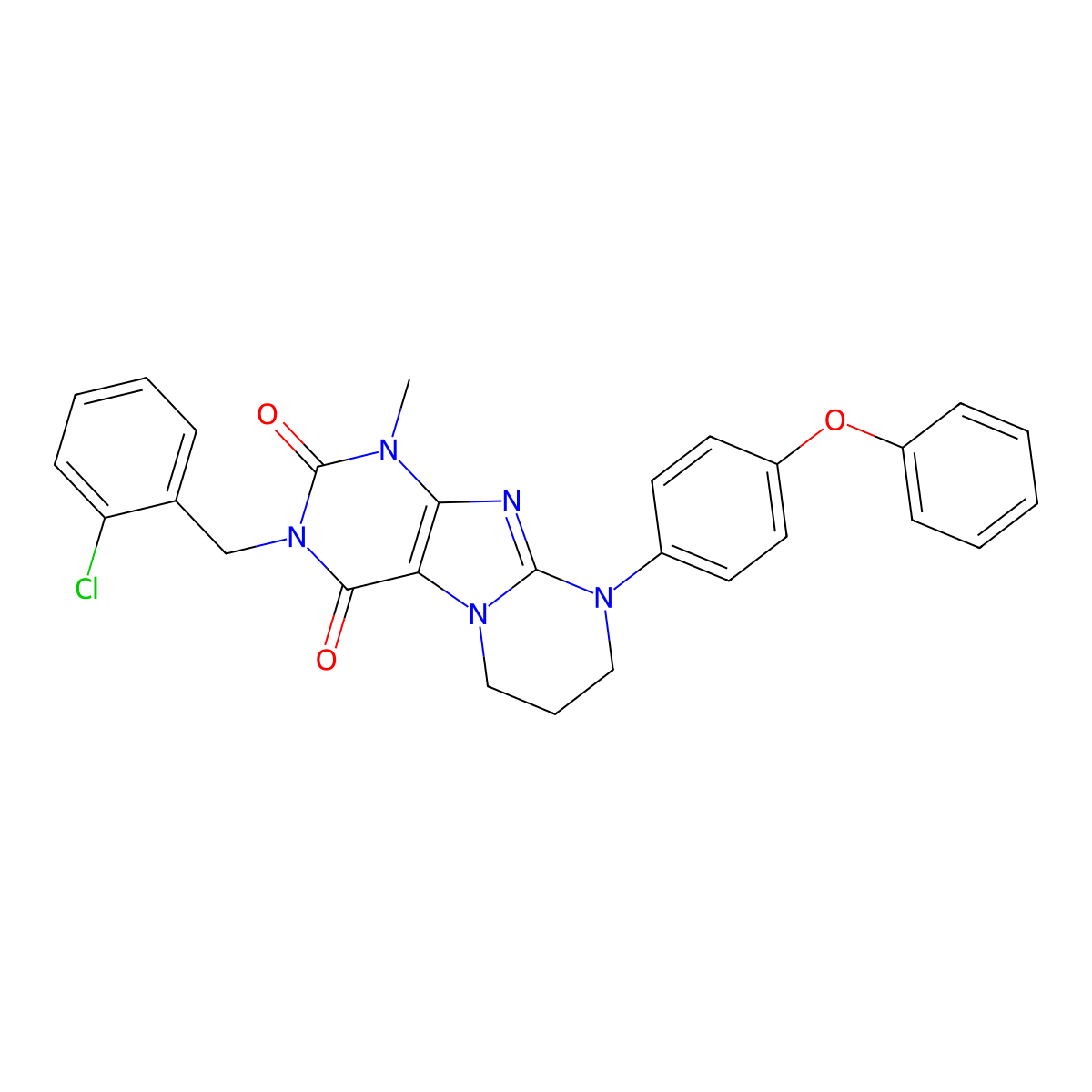 3-[(2-chlorophenyl)methyl]-1-methyl-9-(4-phenoxyphenyl)-7,8-dihydro-6H-purino[7,8-a]pyrimidine-2,4-dione molecular structure, CAS 849912-57-8