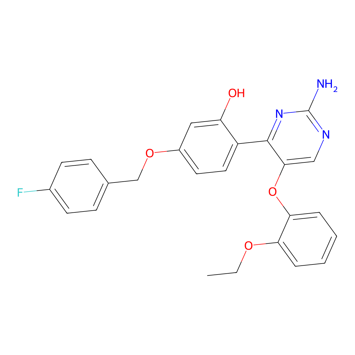 2-[2-Amino-5-(2-ethoxyphenoxy)pyrimidin-4-YL]-5-[(4-fluorophenyl)methoxy]phenol molecular structure, CAS 849912-88-5