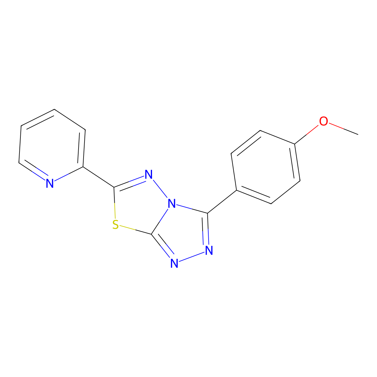 3-(4-Methoxyphenyl)-6-pyridin-2-yl-[1,2,4]triazolo[3,4-b][1,3,4]thiadiazole molecular structure, CAS 849913-13-9