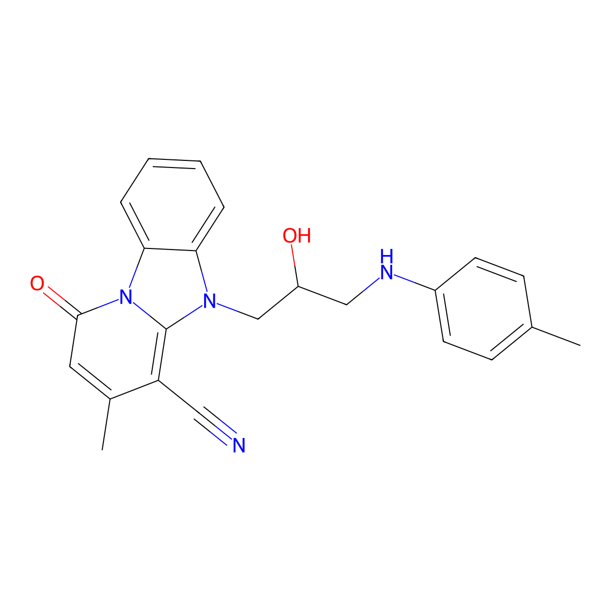 5-{2-Hydroxy-3-[(4-methylphenyl)amino]propyl}-3-methyl-1-oxo-1,5-dihydropyrido[1,2-a]benzimidazole-4-carbonitrile molecular structure, CAS 849913-18-4
