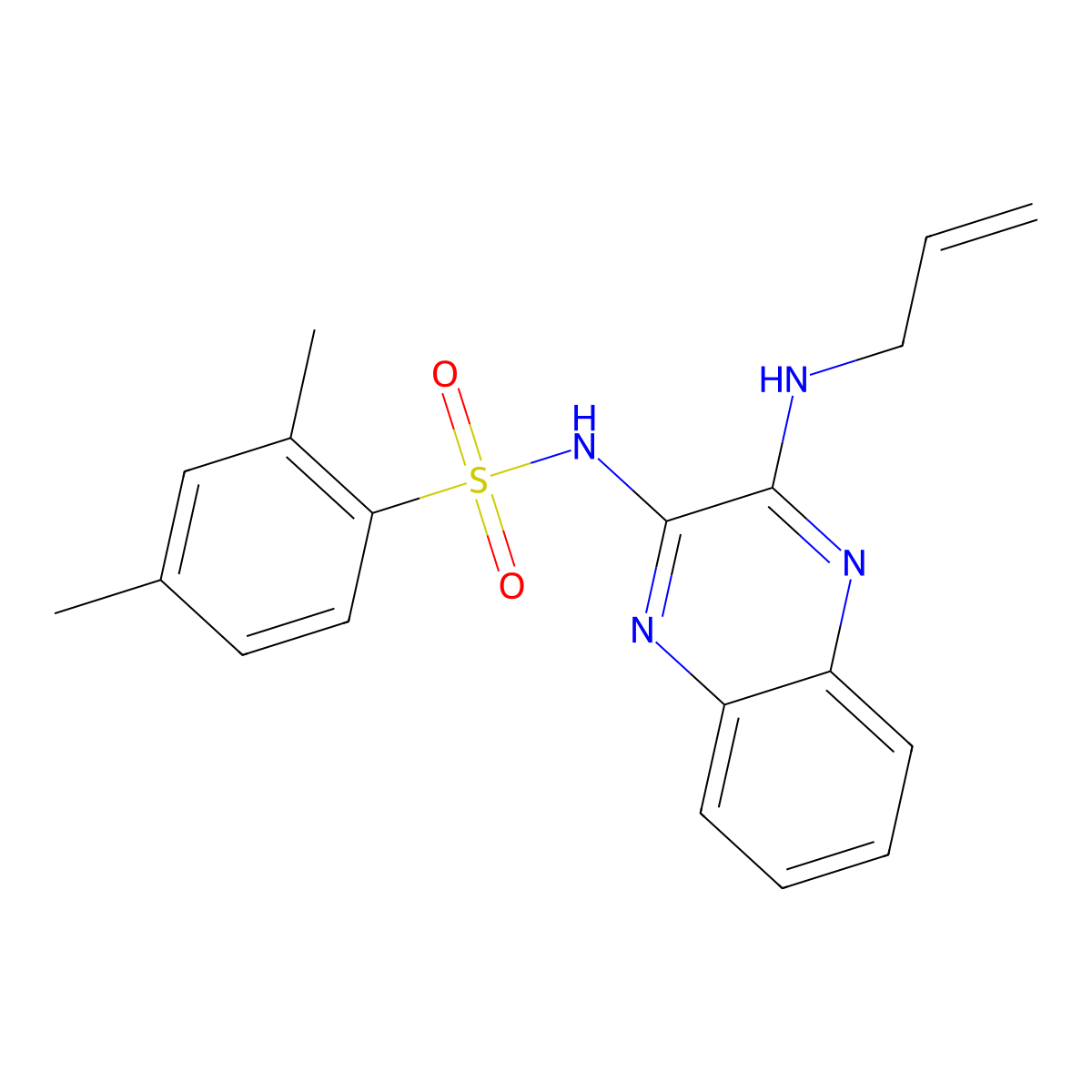 2,4-dimethyl-N-[3-(prop-2-enylamino)quinoxalin-2-yl]benzenesulfonamide molecular structure, CAS 849913-33-3