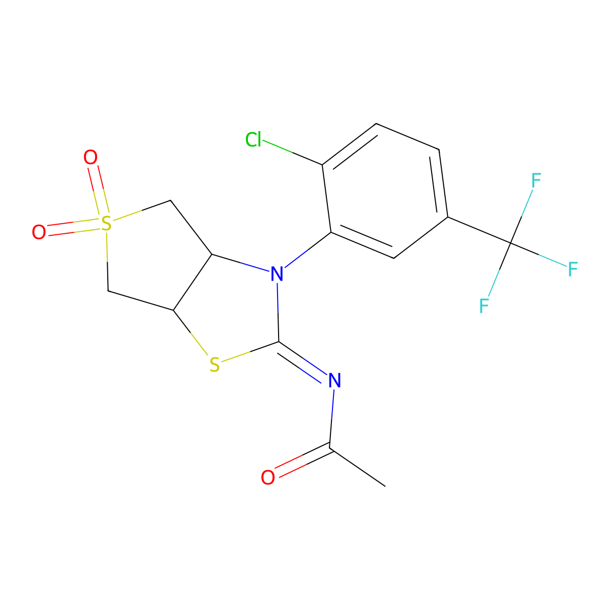 N-[(2Z)-3-[2-chloro-5-(trifluoromethyl)phenyl]-5,5-dioxidotetrahydrothieno[3,4-d][1,3]thiazol-2(3H)-ylidene]acetamide molecular structure, CAS 849913-49-1