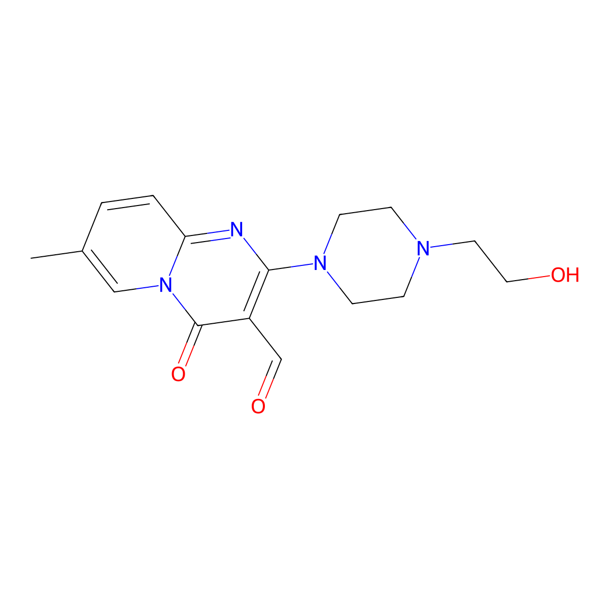 2-[4-(2-hydroxyethyl)piperazin-1-yl]-7-methyl-4-oxo-4H-pyrido[1,2-a]pyrimidine-3-carbaldehyde molecular structure, CAS 849913-68-4