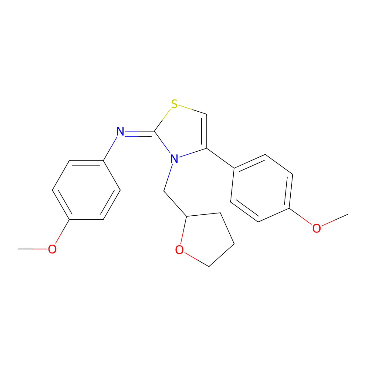 4-methoxy-N-[(2Z)-4-(4-methoxyphenyl)-3-(tetrahydrofuran-2-ylmethyl)-1,3-thiazol-2(3H)-ylidene]aniline molecular structure, CAS 849913-97-9
