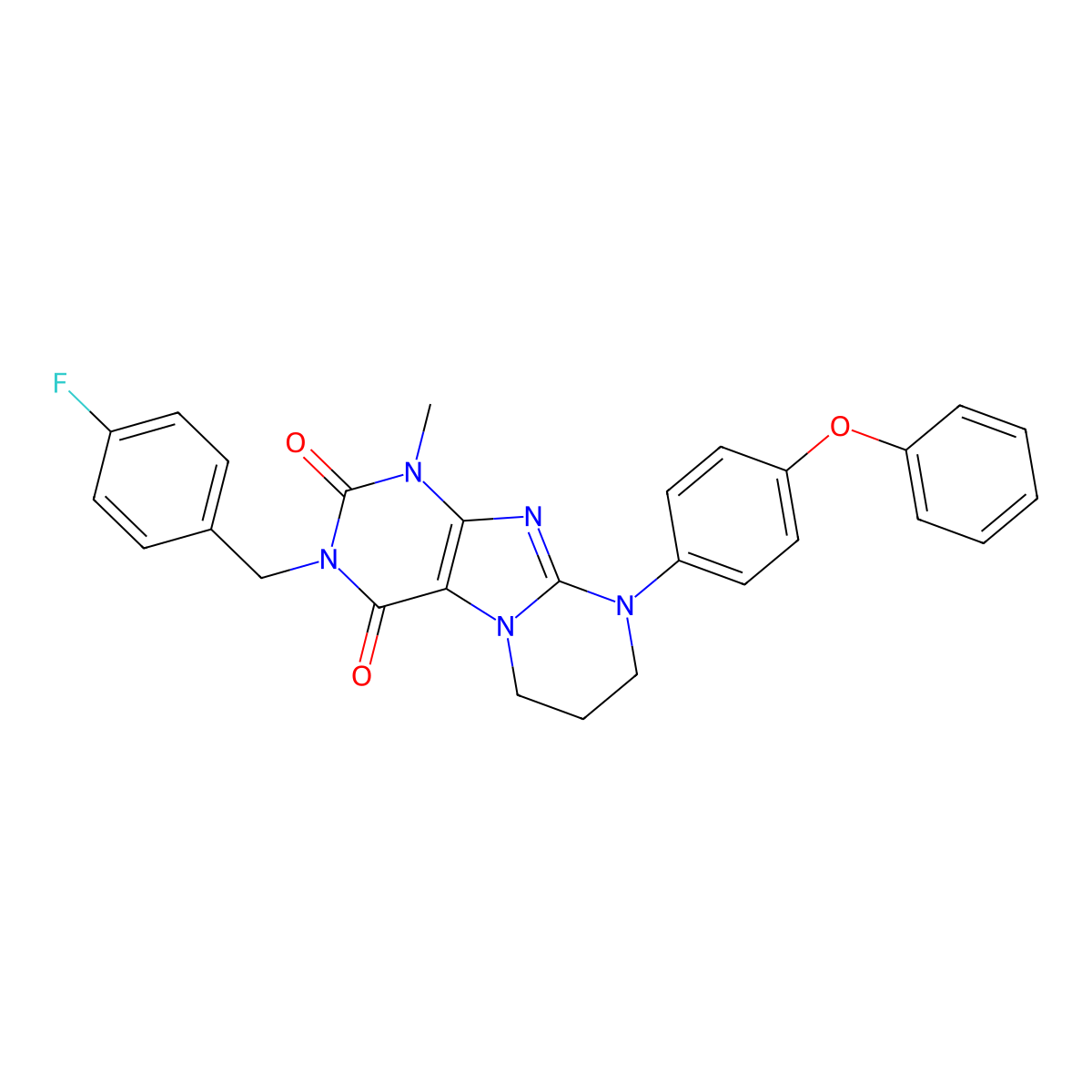 3-[(4-fluorophenyl)methyl]-1-methyl-9-(4-phenoxyphenyl)-7,8-dihydro-6H-purino[7,8-a]pyrimidine-2,4-dione molecular structure, CAS 849914-13-2