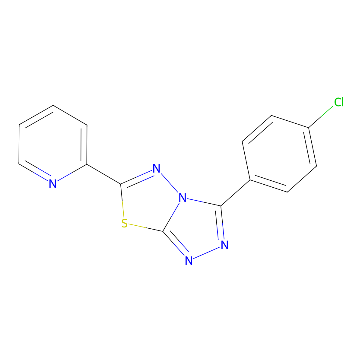 3-(4-Chlorophenyl)-6-pyridin-2-yl-[1,2,4]triazolo[3,4-b][1,3,4]thiadiazole molecular structure, CAS 849914-20-1