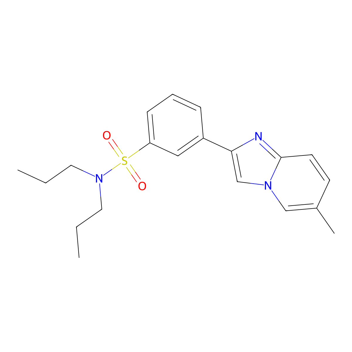 3-(6-methylimidazo[1,2-a]pyridin-2-yl)-N,N-dipropylbenzenesulfonamide molecular structure, CAS 849915-32-8