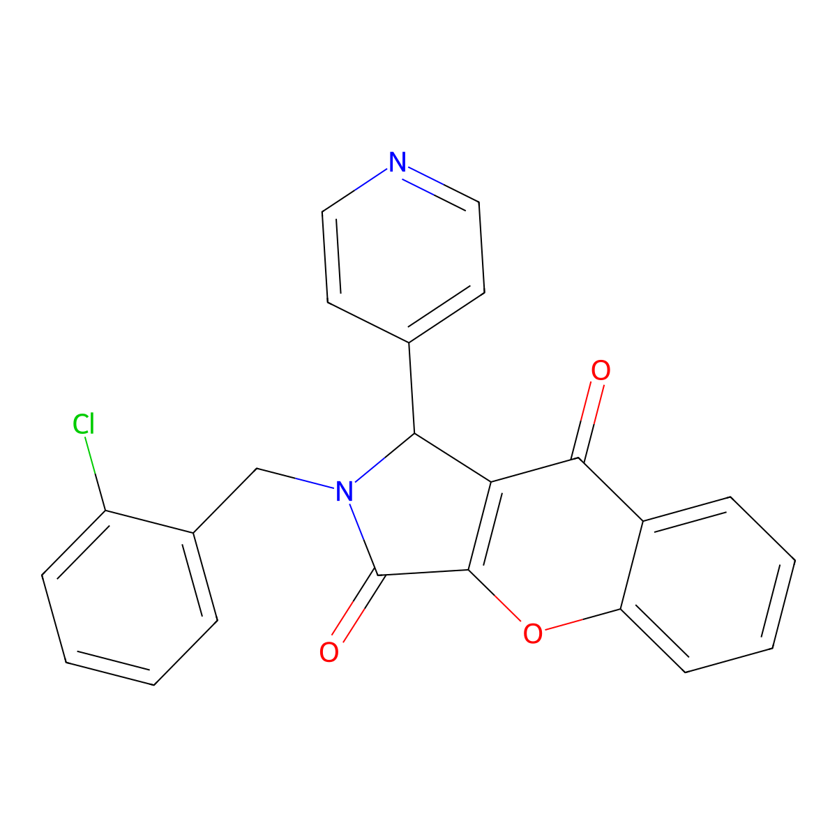 2-(2-Chlorobenzyl)-1-(pyridin-4-yl)-1,2-dihydrochromeno[2,3-c]pyrrole-3,9-dione molecular structure, CAS 849915-42-0
