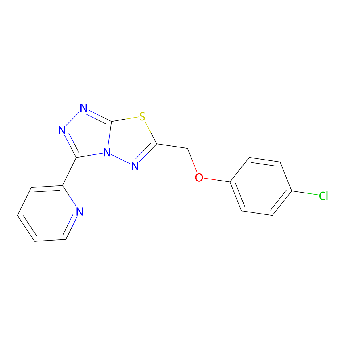 6-[(4-Chlorophenoxy)methyl]-3-pyridin-2-yl-[1,2,4]triazolo[3,4-b][1,3,4]thiadiazole molecular structure, CAS 849915-90-8