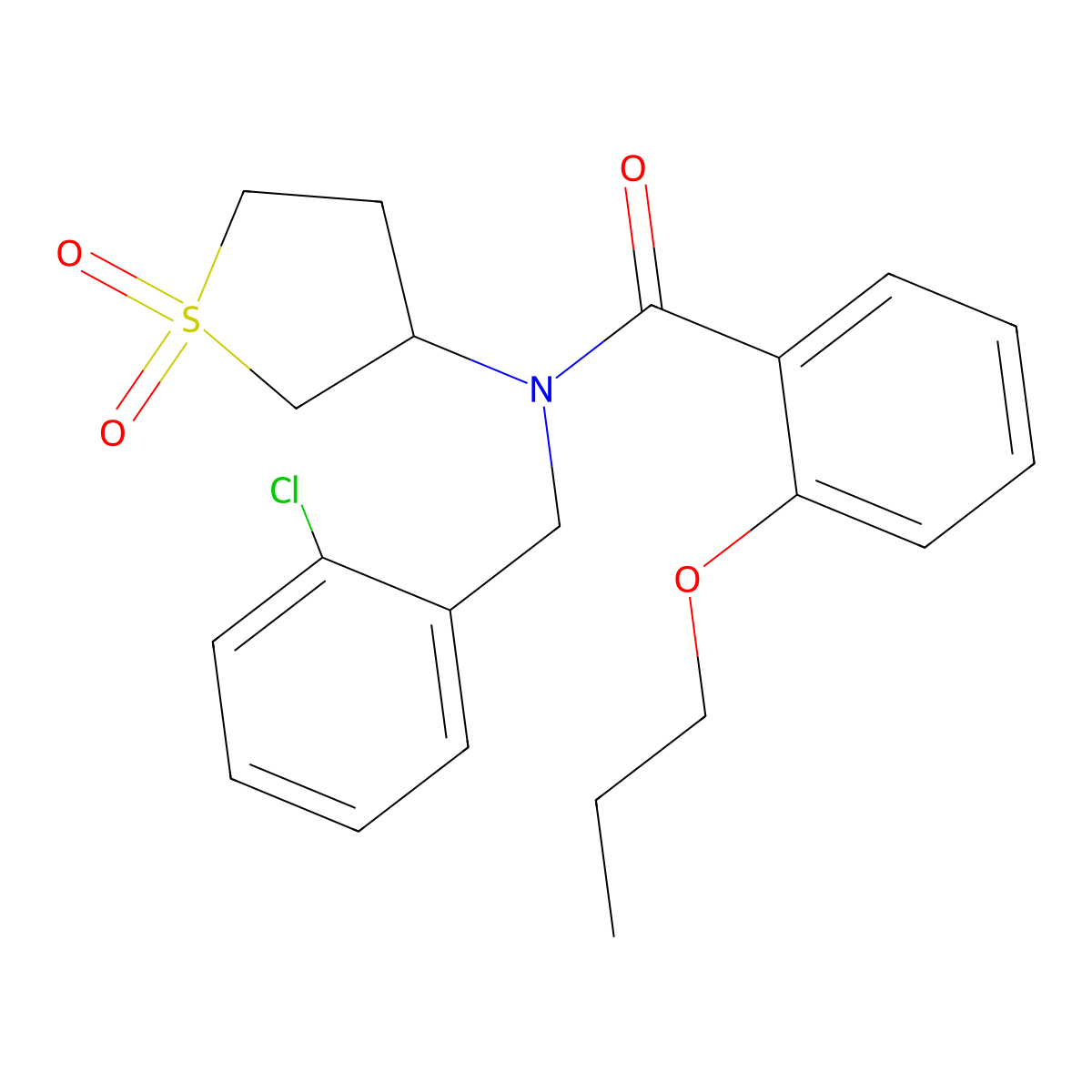 N-(2-chlorobenzyl)-N-(1,1-dioxidotetrahydrothiophen-3-yl)-2-propoxybenzamide molecular structure, CAS 849916-95-6