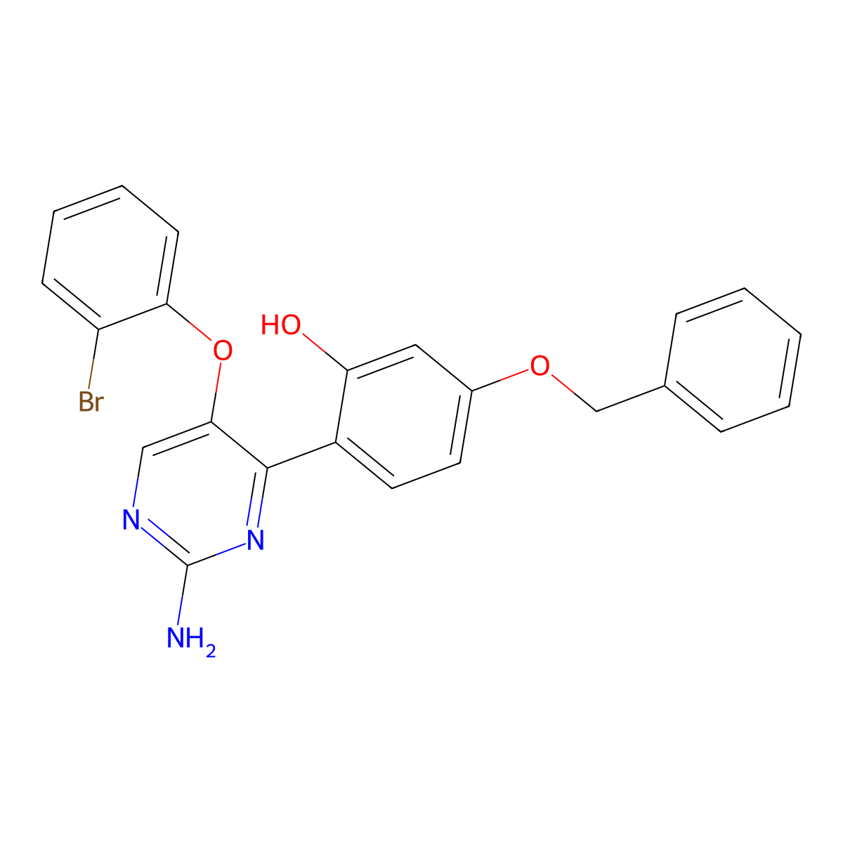 2-(2-Amino-5-(2-bromophenoxy)pyrimidin-4-yl)-5-(benzyloxy)phenol molecular structure, CAS 849917-02-8