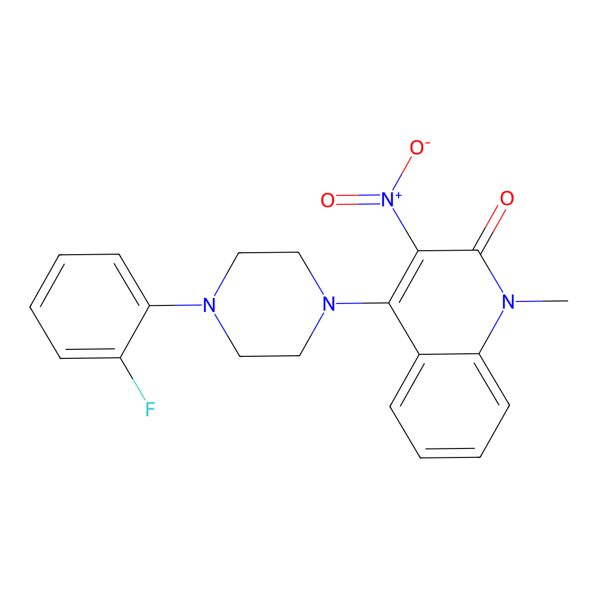 4-(4-(2-fluorophenyl)piperazin-1-yl)-1-methyl-3-nitroquinolin-2(1H)-one molecular structure, CAS 849918-13-4
