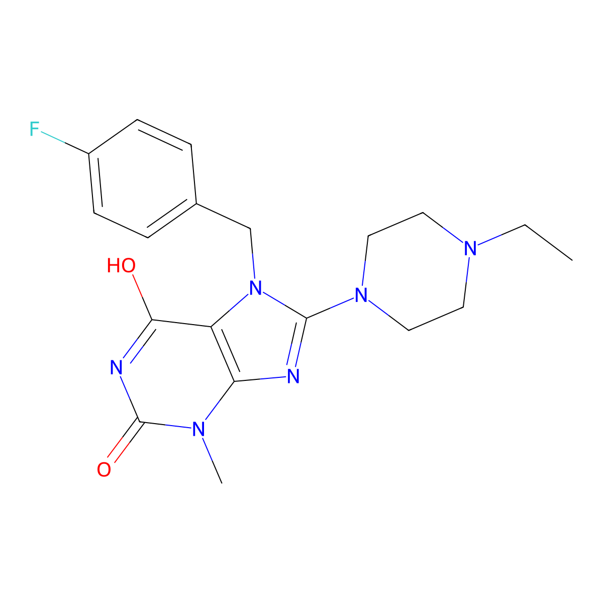 8-(4-ethylpiperazin-1-yl)-7-(4-fluorobenzyl)-3-methyl-1H-purine-2,6(3H,7H)-dione molecular structure, CAS 849918-64-5