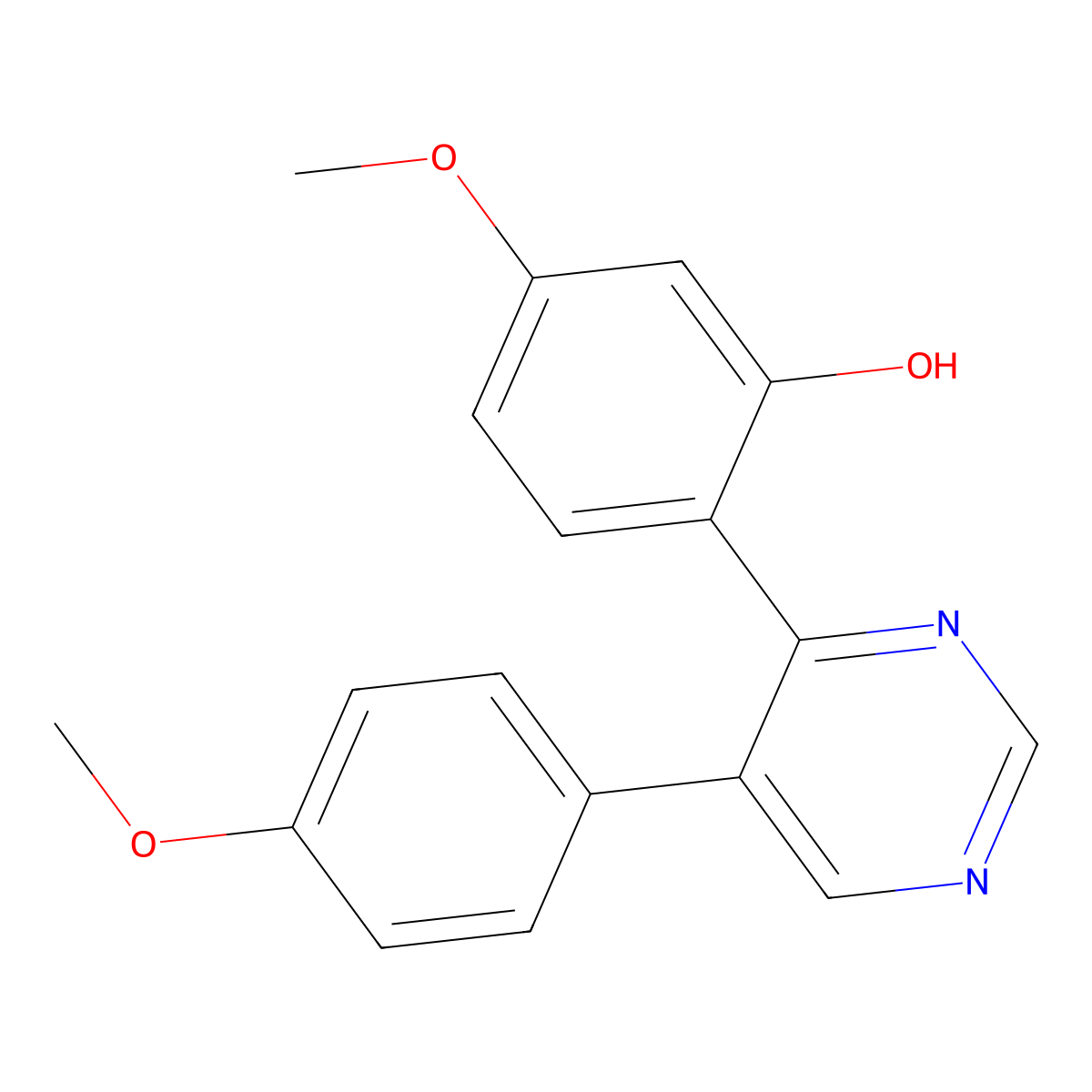5-Methoxy-2-[5-(4-methoxyphenyl)pyrimidin-4-yl]phenol molecular structure, CAS 849919-15-9