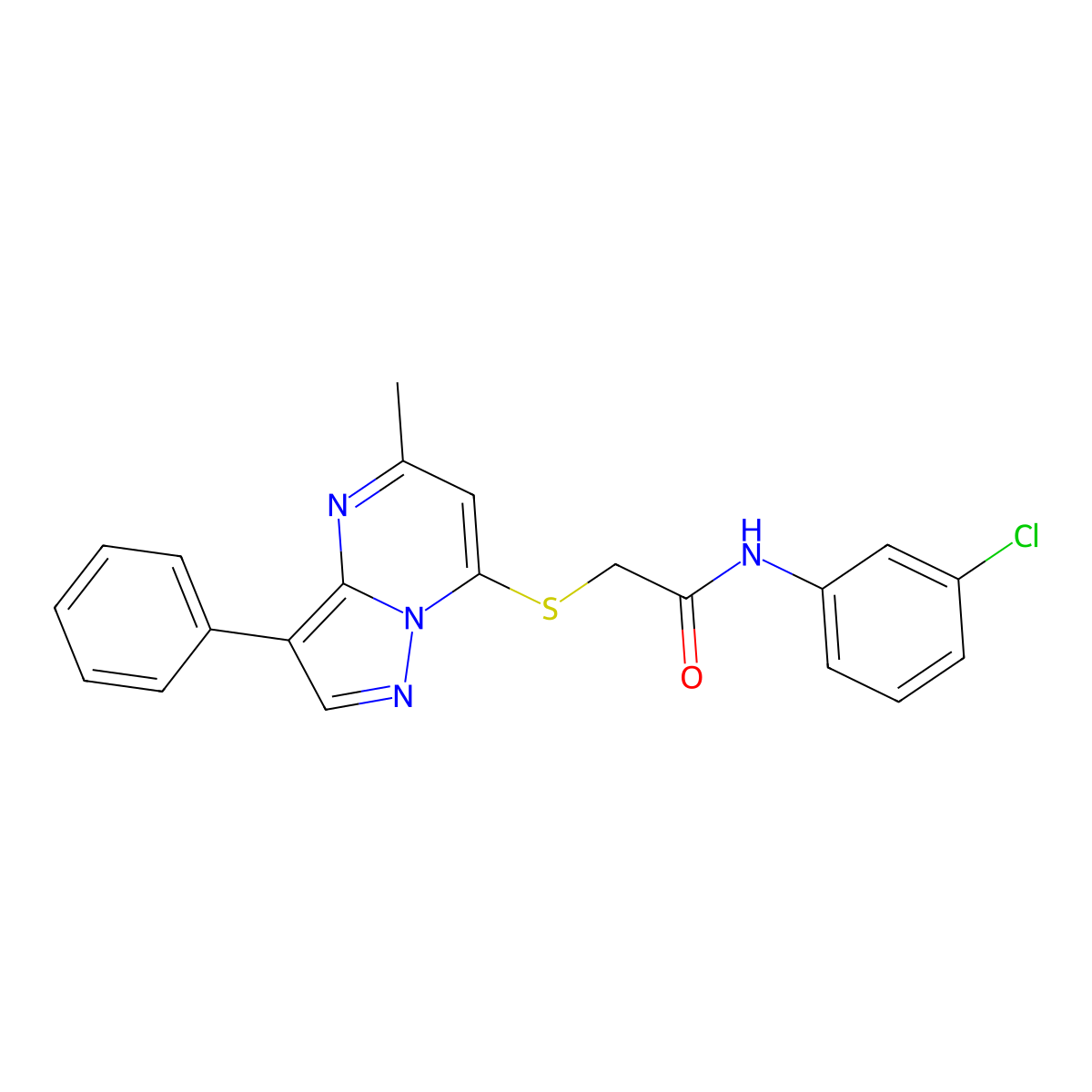 N-(3-Chlorophenyl)-2-({5-methyl-3-phenylpyrazolo[1,5-A]pyrimidin-7-YL}sulfanyl)acetamide molecular structure, CAS 849920-44-1