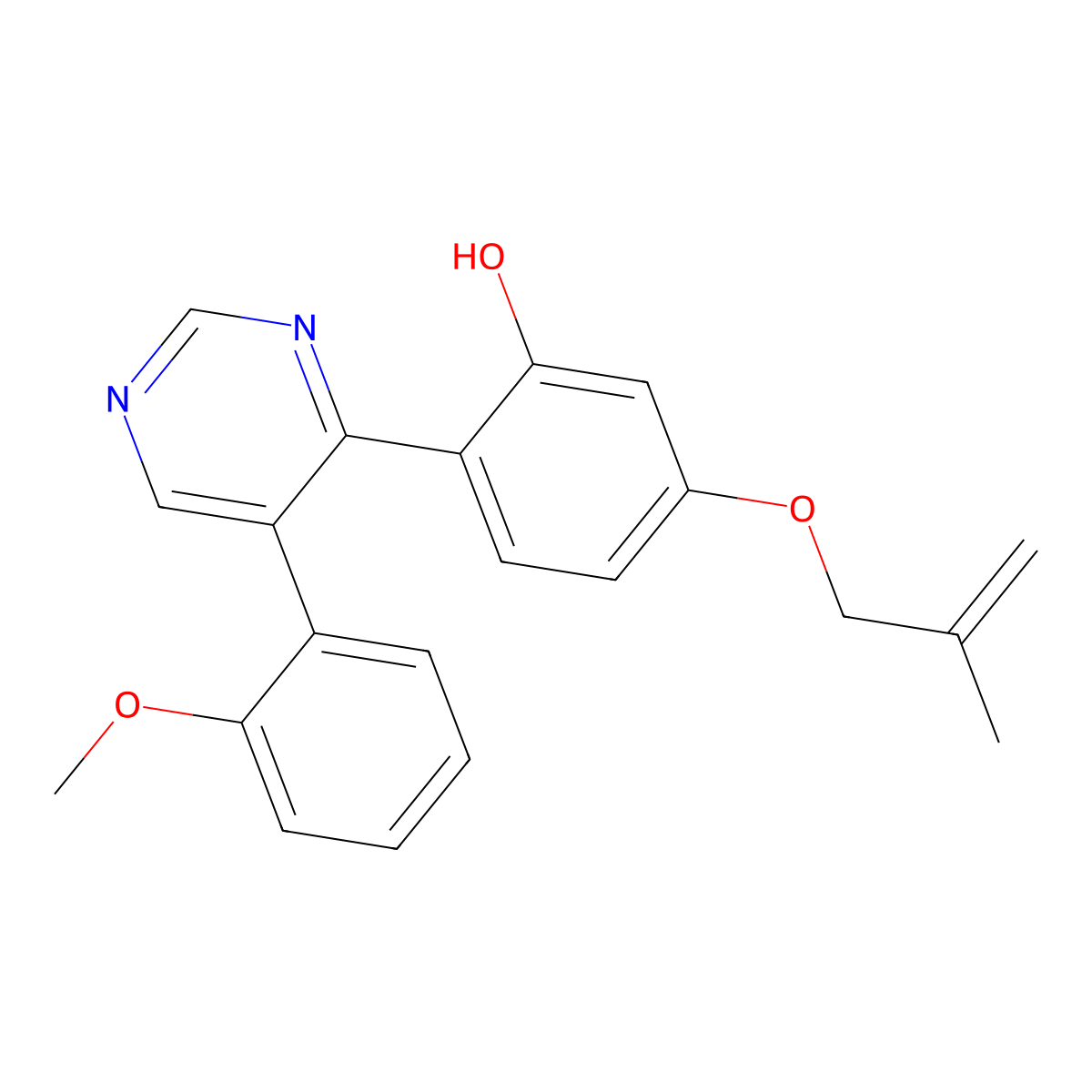 2-(5-(2-Methoxyphenyl)pyrimidin-4-yl)-5-((2-methylallyl)oxy)phenol molecular structure, CAS 849920-52-1