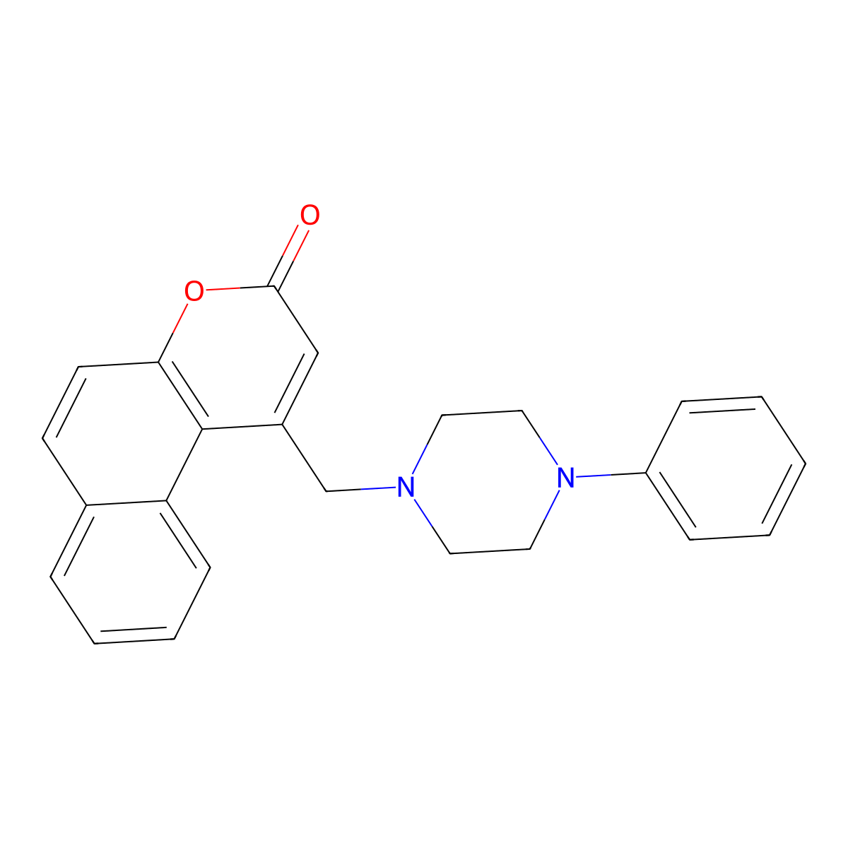 1-((4-phenylpiperazin-1-yl)methyl)-3H-benzo[f]chromen-3-one molecular structure, CAS 849920-70-3