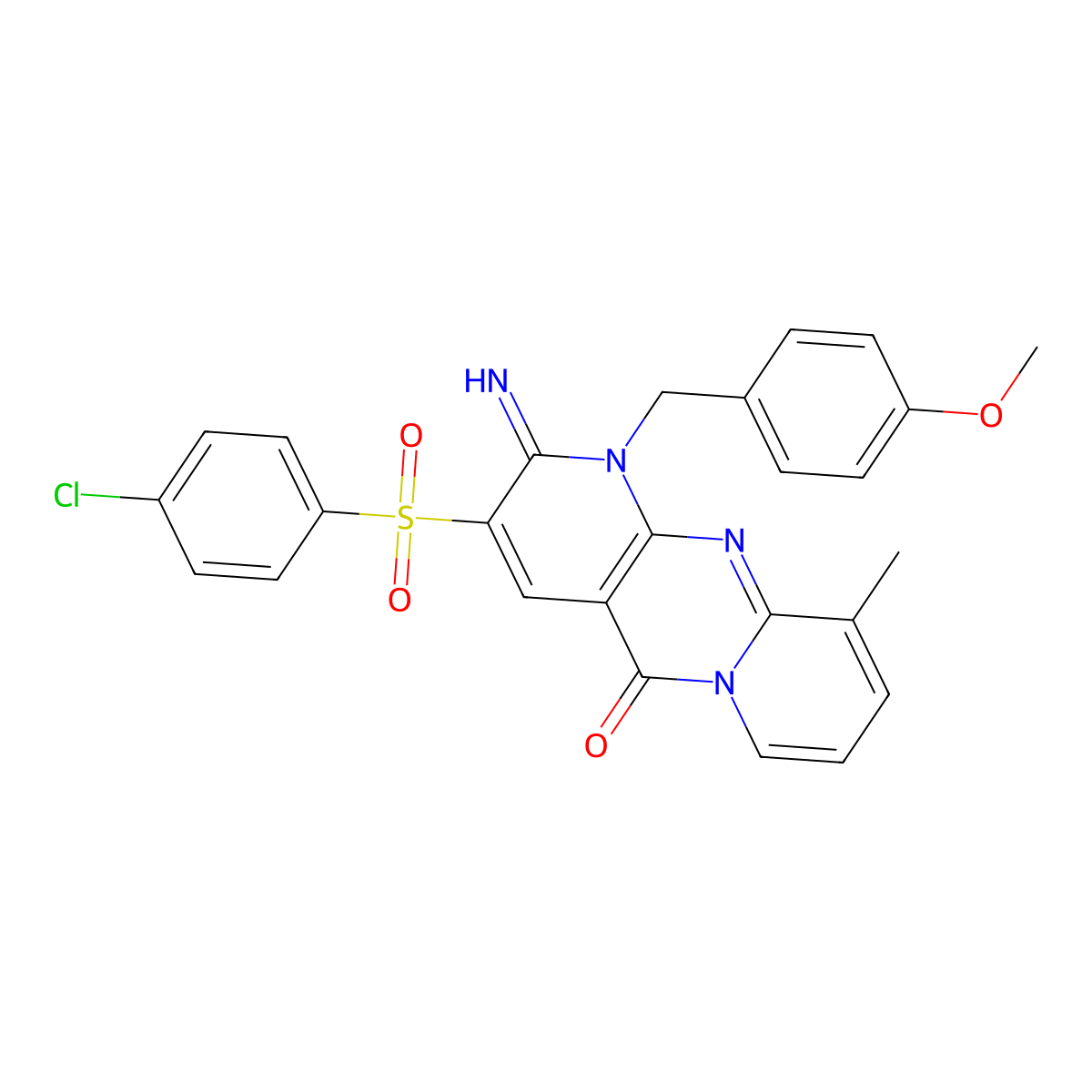 3-[(4-Chlorophenyl)sulfonyl]-2-imino-1-[(4-methoxyphenyl)methyl]-10-methyl-1,6-dihydropyridino[2,3-d]pyridino[1,2-a]pyrimidin-5-one molecular structure, CAS 849920-90-7