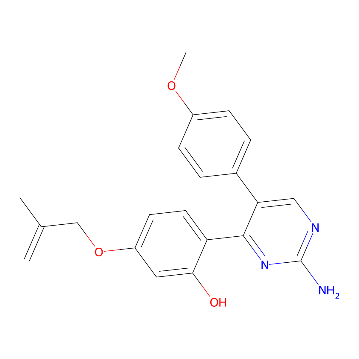 2-(2-Amino-5-(4-methoxyphenyl)pyrimidin-4-yl)-5-((2-methylallyl)oxy)phenol molecular structure, CAS 849921-02-4