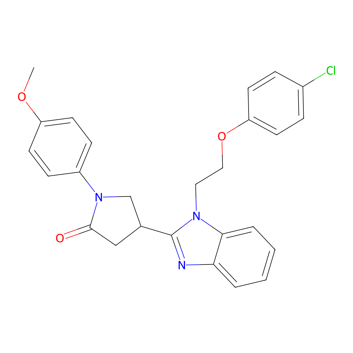 4-(1-(2-(4-chlorophenoxy)ethyl)-1H-benzo[d]imidazol-2-yl)-1-(4-methoxyphenyl)pyrrolidin-2-one molecular structure, CAS 849921-73-9
