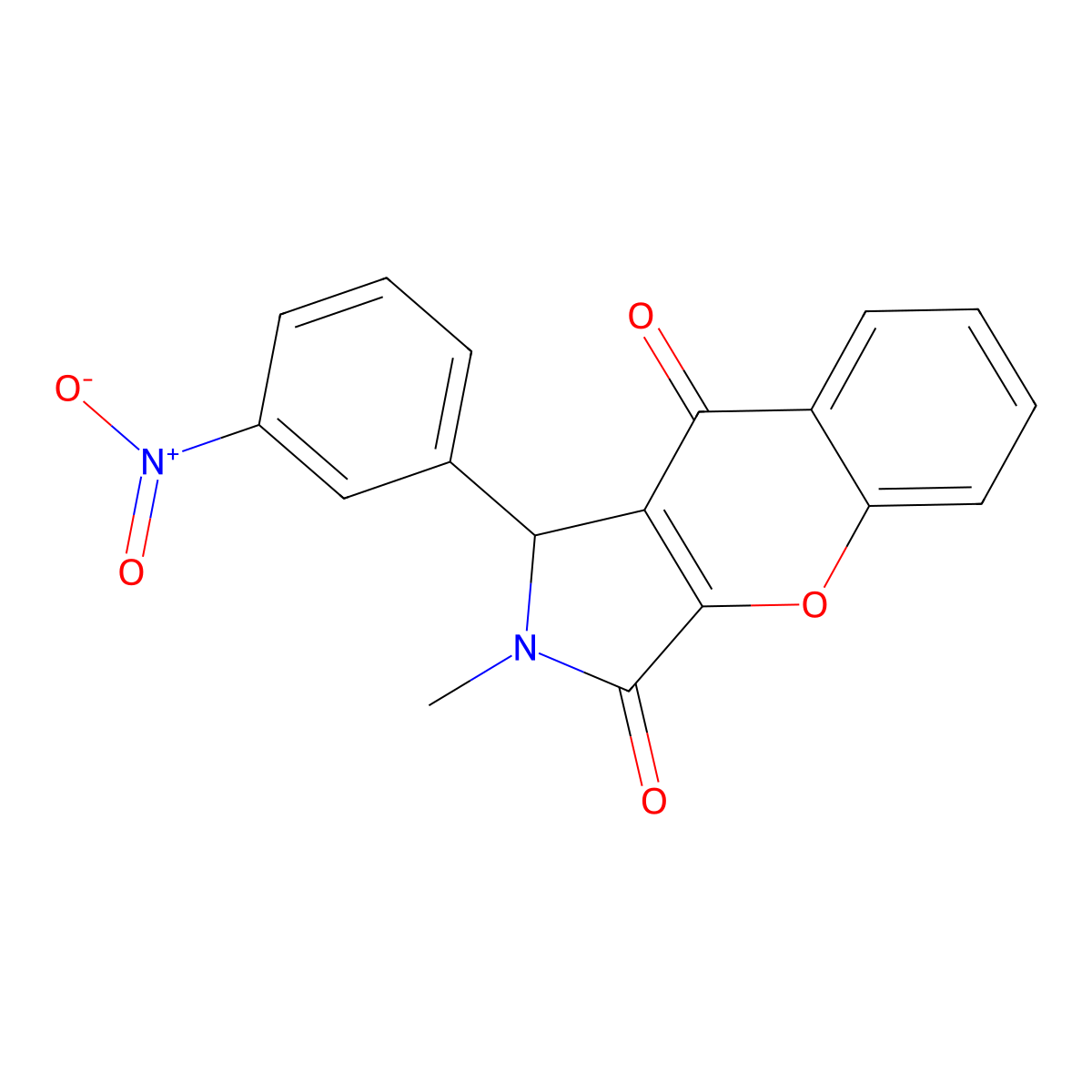 1-{3-Nitrophenyl}-2-methyl-1,2-dihydrochromeno[2,3-c]pyrrole-3,9-dione molecular structure, CAS 849921-76-2