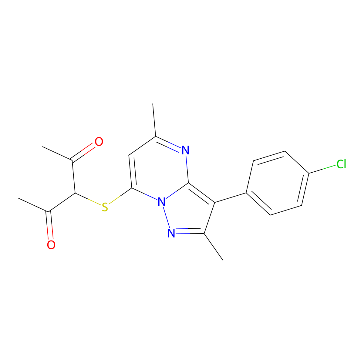 3-{[3-(4-Chlorophenyl)-2,5-dimethylpyrazolo[1,5-a]pyrimidin-7-yl]sulfanyl}pentane-2,4-dione molecular structure, CAS 849921-94-4