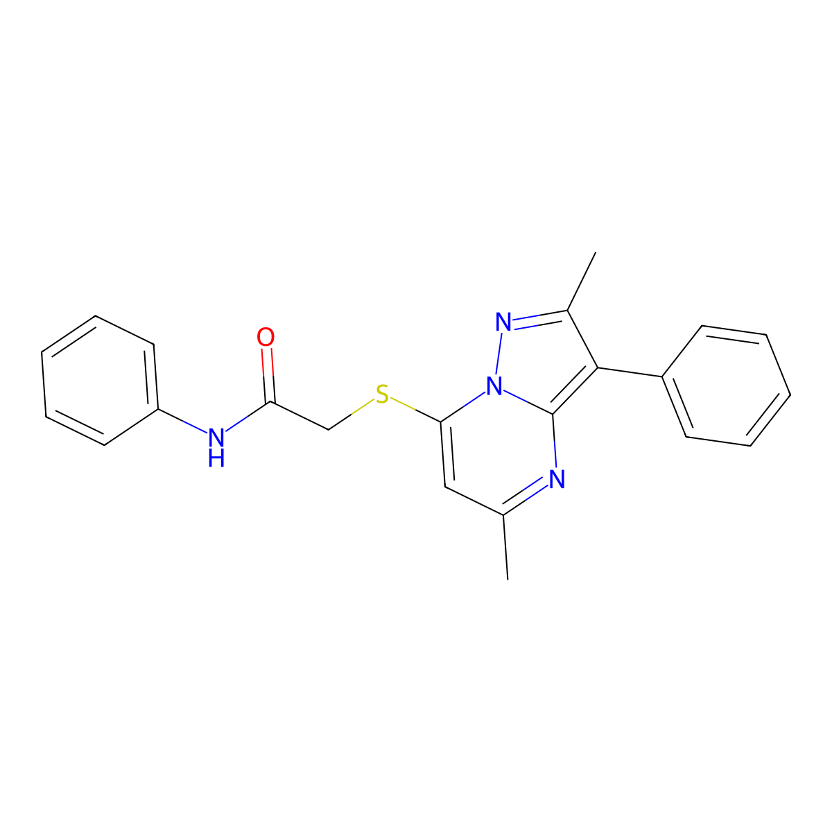 2-((2,5-dimethyl-3-phenylpyrazolo[1,5-a]pyrimidin-7-yl)thio)-N-phenylacetamide molecular structure, CAS 849922-14-1