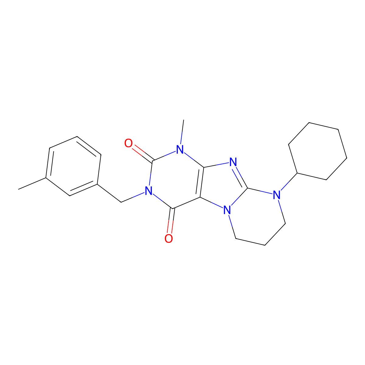 9-cyclohexyl-1-methyl-3-[(3-methylphenyl)methyl]-7,8-dihydro-6H-purino[7,8-a]pyrimidine-2,4-dione molecular structure, CAS 849922-37-8