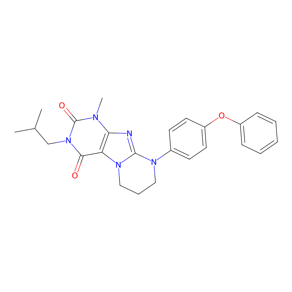 1-methyl-3-(2-methylpropyl)-9-(4-phenoxyphenyl)-7,8-dihydro-6H-purino[7,8-a]pyrimidine-2,4-dione molecular structure, CAS 849923-04-2