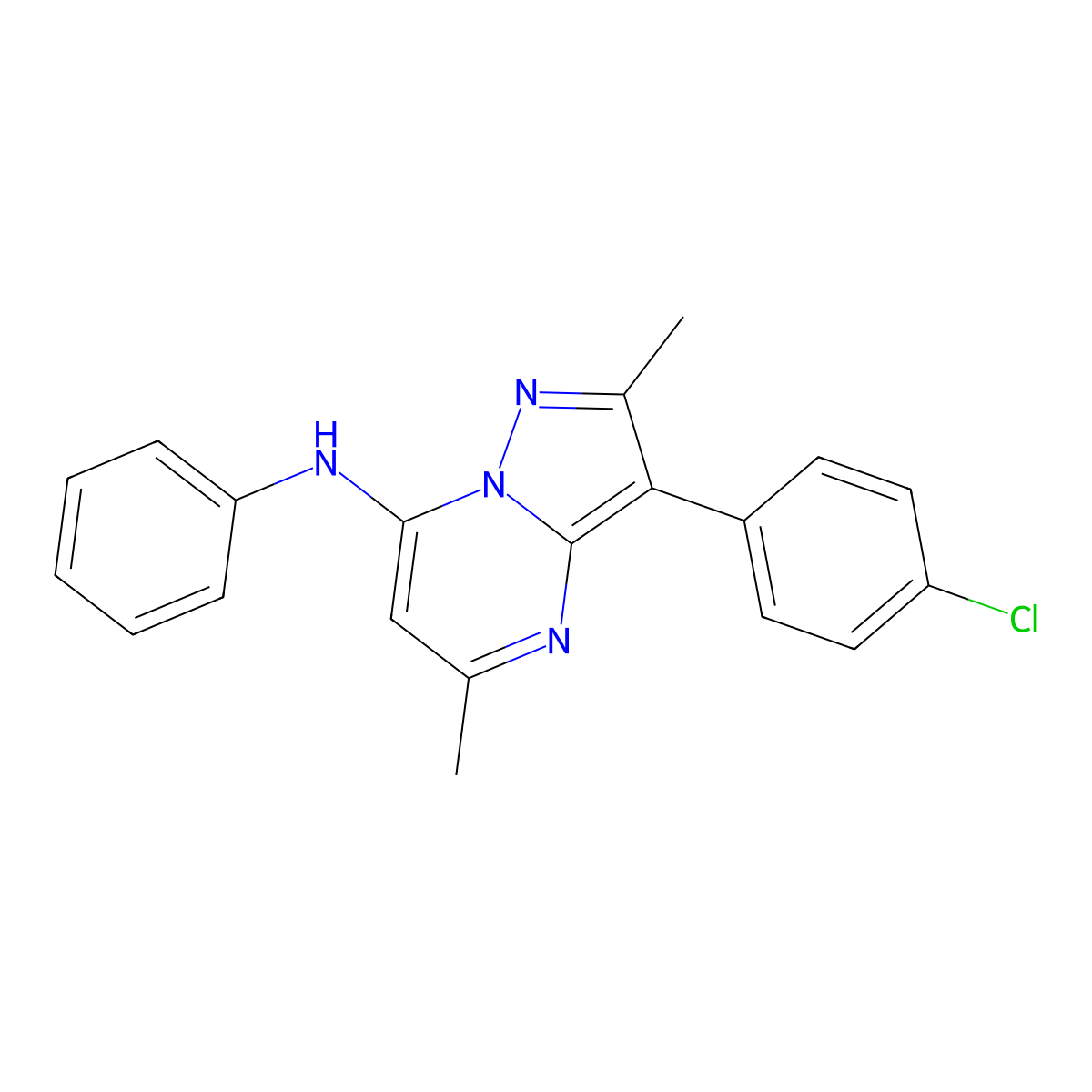 3-(4-chlorophenyl)-2,5-dimethyl-N-phenylpyrazolo[1,5-a]pyrimidin-7-amine molecular structure, CAS 849923-11-1