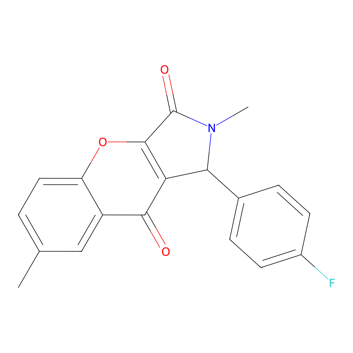 1-(4-Fluorophenyl)-2,7-dimethyl-1,2-dihydrochromeno[2,3-c]pyrrole-3,9-dione molecular structure, CAS 849923-19-9
