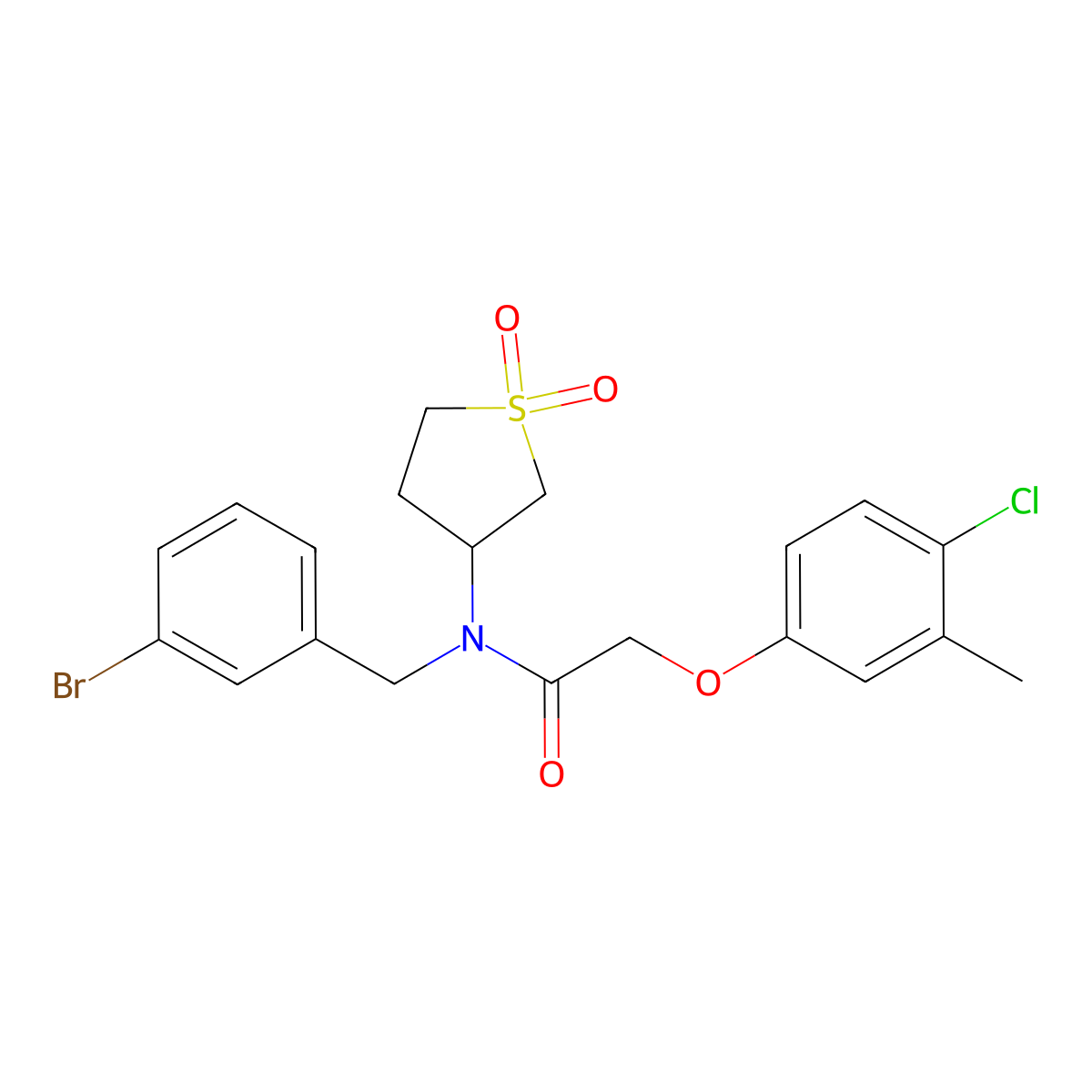 N-(3-bromobenzyl)-2-(4-chloro-3-methylphenoxy)-N-(1,1-dioxidotetrahydrothiophen-3-yl)acetamide molecular structure, CAS 849923-69-9
