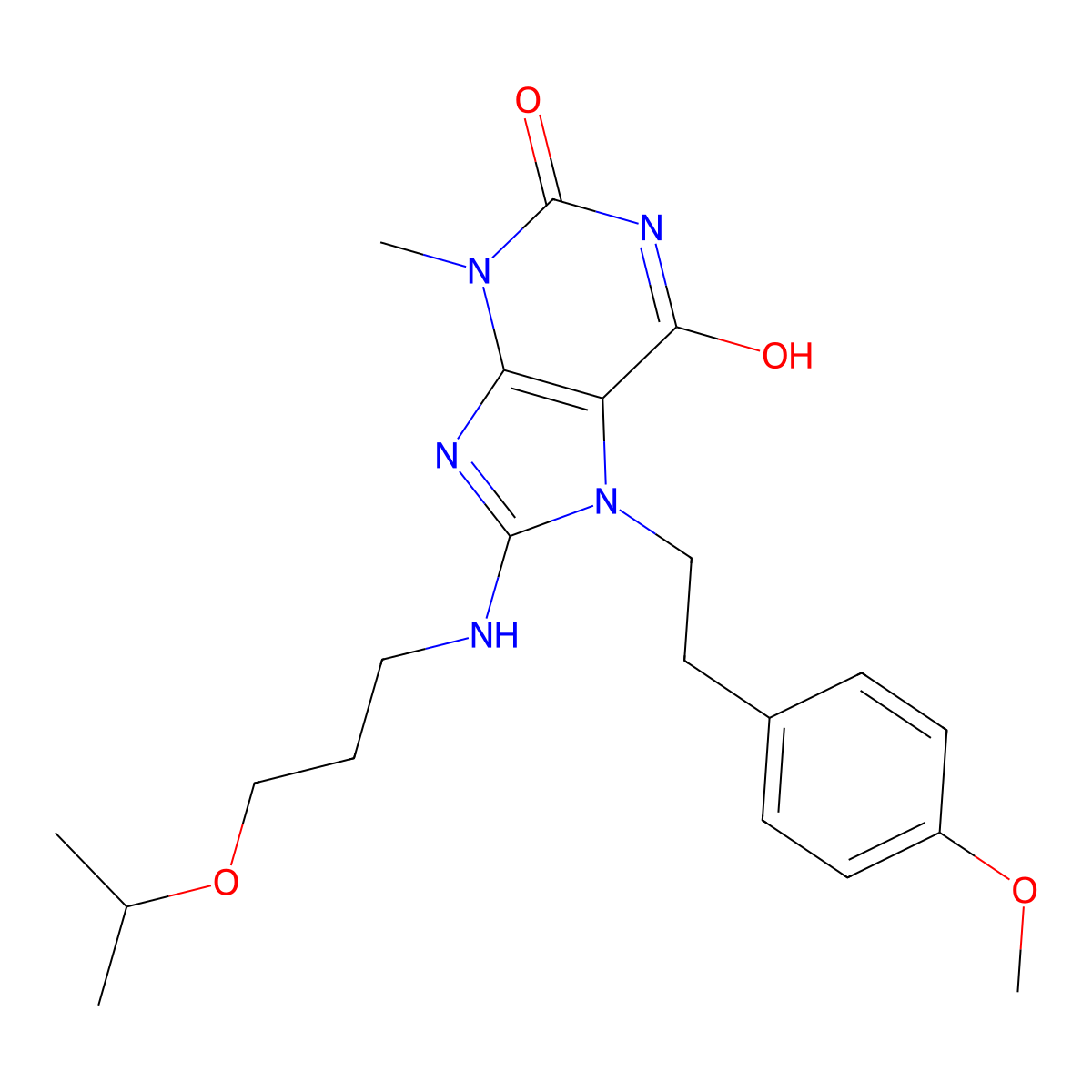 8-((3-isopropoxypropyl)amino)-7-(4-methoxyphenethyl)-3-methyl-1H-purine-2,6(3H,7H)-dione molecular structure, CAS 849923-77-9