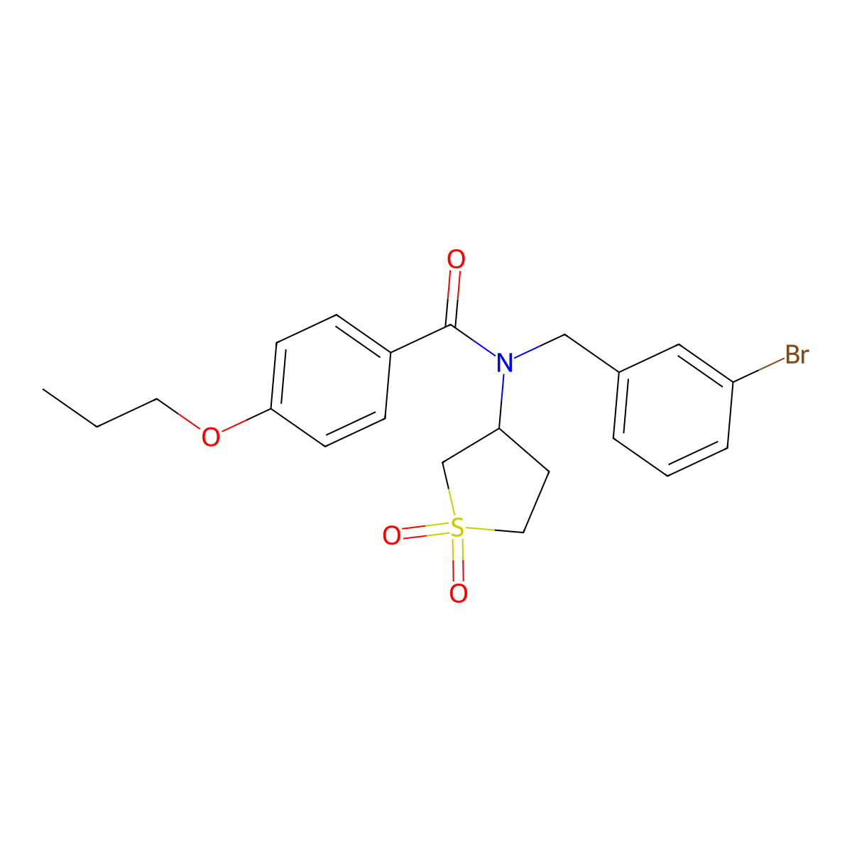 N-(3-bromobenzyl)-N-(1,1-dioxidotetrahydrothiophen-3-yl)-4-propoxybenzamide molecular structure, CAS 849923-84-8