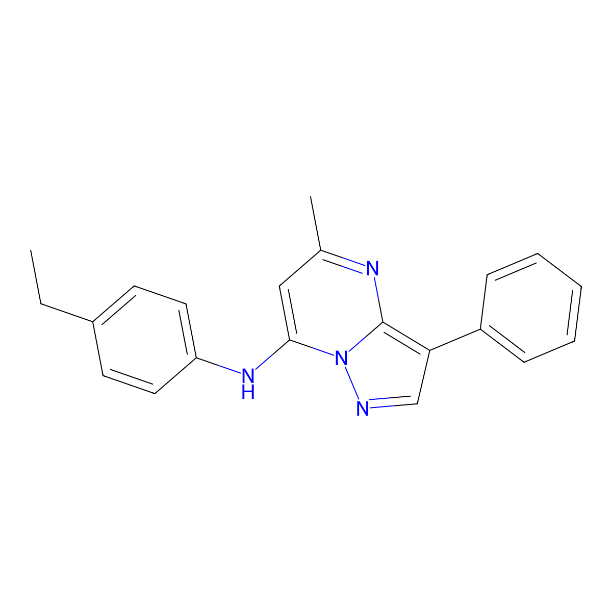N-(4-ethylphenyl)-5-methyl-3-phenylpyrazolo[1,5-a]pyrimidin-7-amine molecular structure, CAS 849923-94-0