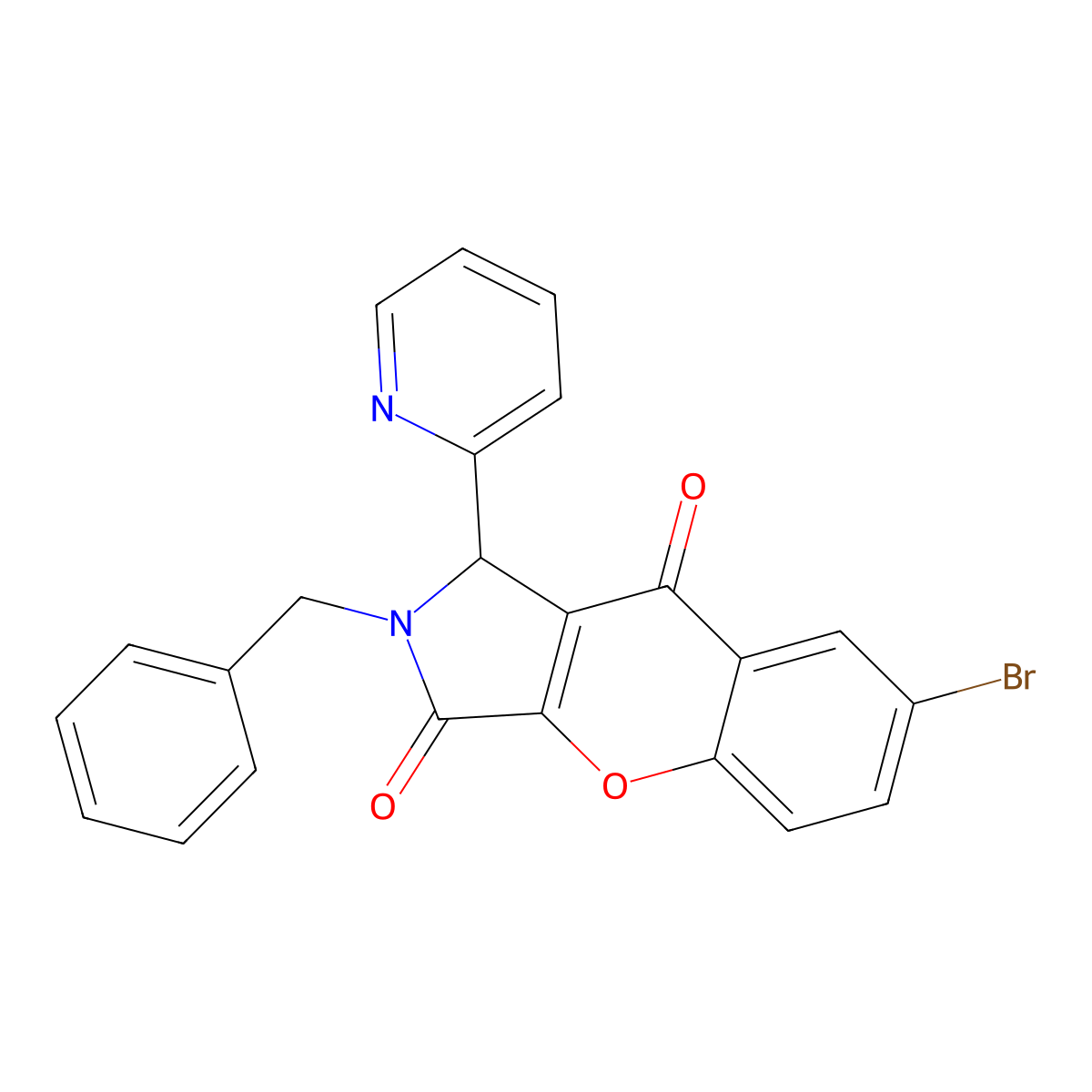 2-Benzyl-7-bromo-1-(pyridin-2-yl)-1,2-dihydrochromeno[2,3-c]pyrrole-3,9-dione molecular structure, CAS 849924-00-1