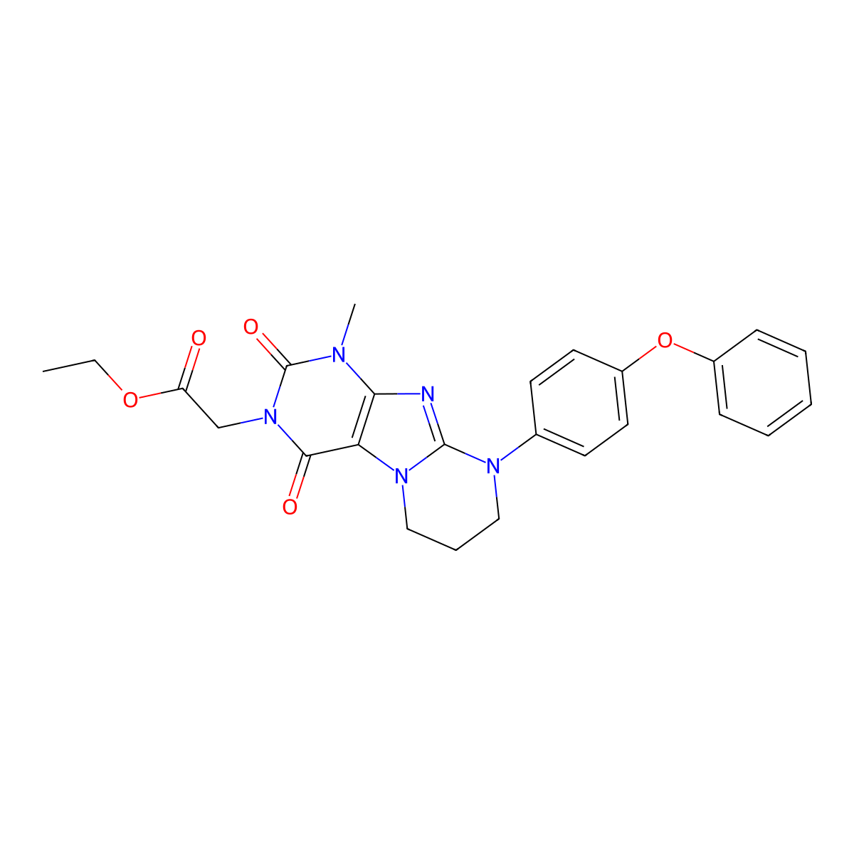 ethyl 2-[1-methyl-2,4-dioxo-9-(4-phenoxyphenyl)-7,8-dihydro-6H-purino[7,8-a]pyrimidin-3-yl]acetate molecular structure, CAS 849924-27-2