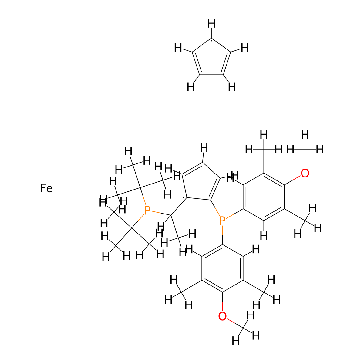 (S)-1-[(Rp)-2-[Bis(4-methoxy-3,5-dimethylphenyl)phosphino]ferrocenyl}ethyldi-tert-butylphosphine molecular structure, CAS 849924-40-9