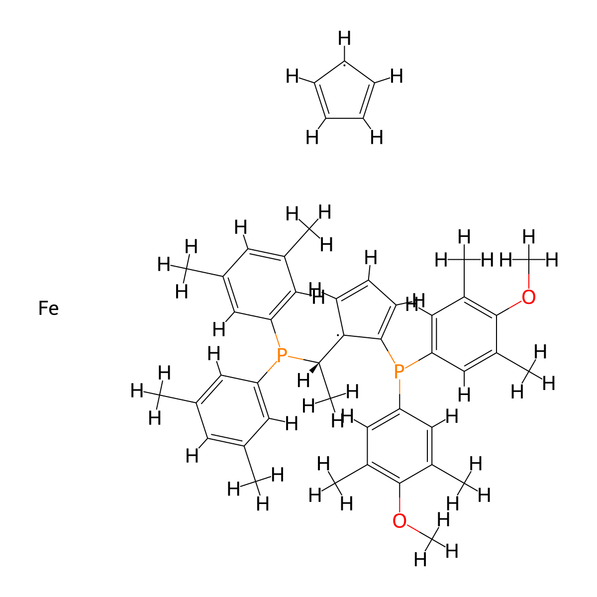(S)-1-{(Rp)-2-[Bis(4-methoxy-3,5-dimethylphenyl)phosphino]ferrocenyl}-ethyldi(3,5-xylyl)phosphine molecular structure, CAS 849924-48-7