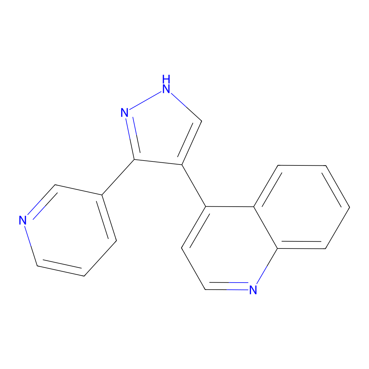 4-[3-(Pyridin-3-yl)-(1H)-pyrazol-4-yl]quinoline molecular structure, CAS 849924-96-5