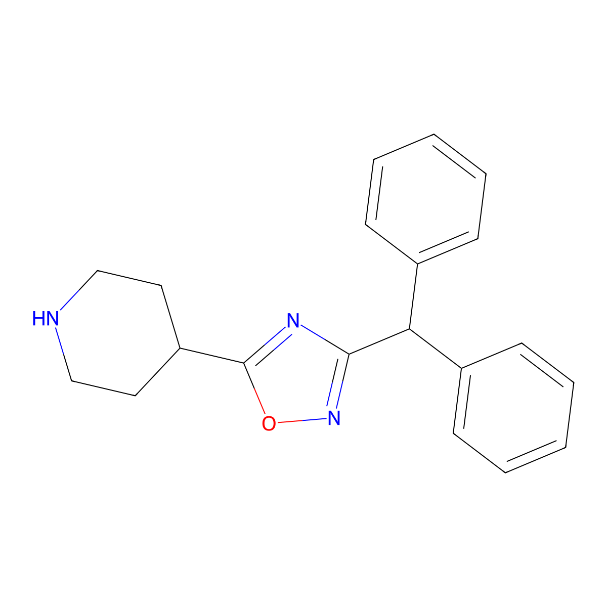 4-(3-Benzhydryl-1,2,4-oxadiazol-5-yl)piperidine molecular structure, CAS 849925-02-6