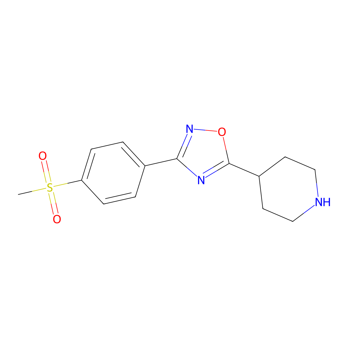 4-{3-[4-(Methylsulfonyl)phenyl]-1,2,4-oxadiazol-5-yl}piperidine molecular structure, CAS 849925-03-7