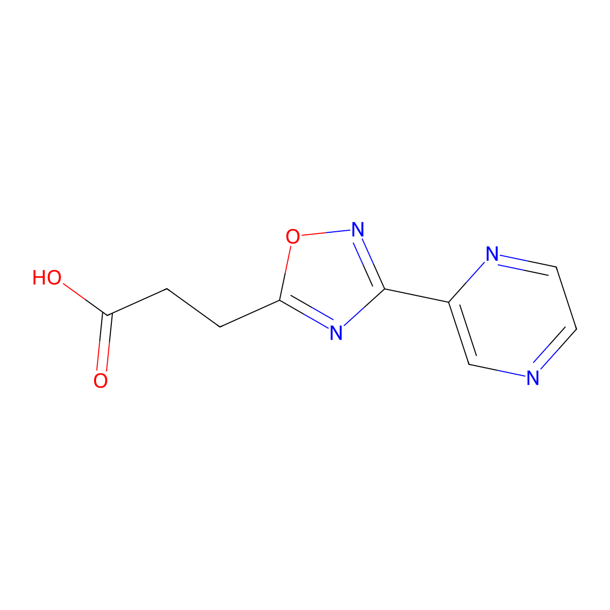 3-(3-Pyrazin-2-yl-1,2,4-oxadiazol-5-yl)propanoic acid molecular structure, CAS 849925-05-9