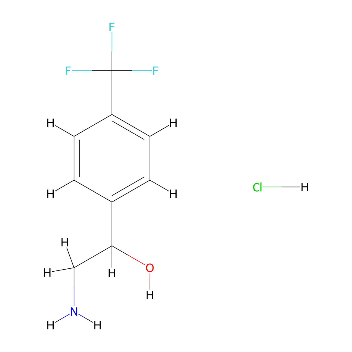 2-Amino-1-(4-(trifluoromethyl)phenyl)ethanol hydrochloride molecular structure, CAS 849928-43-4
